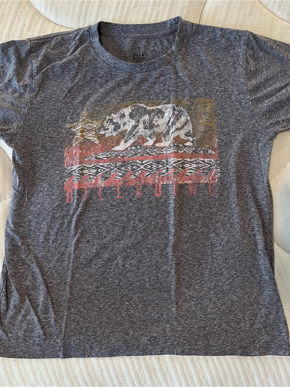 Billabong Womens California Bear Graphic T Shirt Gray Bears Republic Size Small